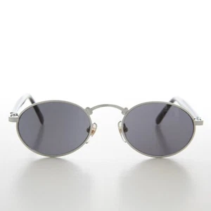 Small Silver Oval Metal Vintage Sunglasses - Robin - Picture 1 of 3