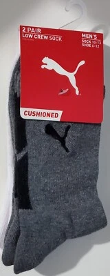 Paquete de 2 calcetines bajos acolchados Puma para hombre 6-12 grises y blancos nuevos Foto 1 de 4