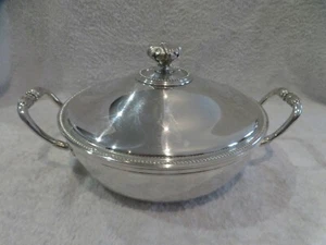Gorgeous 1990 French silver-plated vegetable covered dish  Christofle Perles - Picture 1 of 15