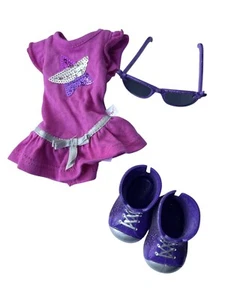 American Girl Gummistiefel Wishers Rockstar Outfit Shirt, Stiefel, Sonnenbrille ohne Hose - Bild 1 von 4