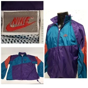 Vintage Nike Gray Tag Windbreaker Track Jacket TEAL / PURPLE / RUST Mens Medium - Picture 1 of 11