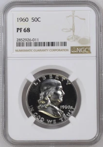 :1960-P 50C Franklin Half Dollar NGC Proof PF-68 Looks-Cameo Highest-Grades - Picture 1 of 5