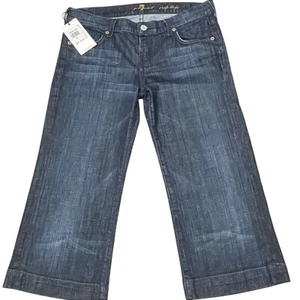 7 For All Mankind Crop Dojo Jeans P348380S-380S Size 29 Dark Wash Fits 32x20 - Picture 1 of 7