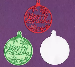 Christmas Ornament Merry Christmas with background die cuts scrapbook cards - Picture 1 of 1