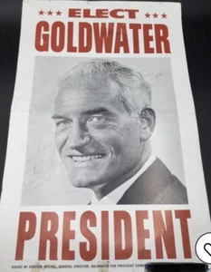 RARO - GOLDWATER EN 1964! Cartel/póster de campaña de Barry Goldwater - Imagen 1 de 2