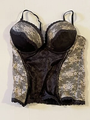 Sujetador corsé de encaje negro Pleasure State etiqueta blanca para mujer EE. UU. 34C Foto 1 de 4