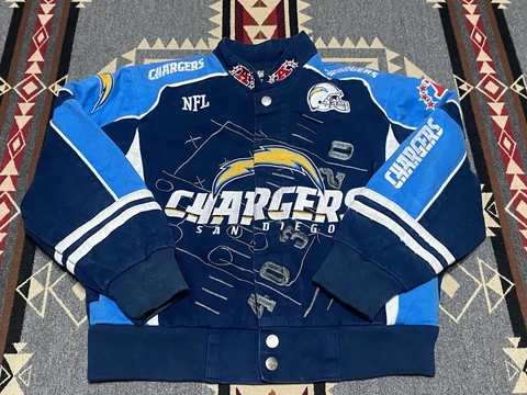 Vtg NFL Apparel San Diego Chargers Suded Leather Varsity Jacket Kids Sz S T22 Cover