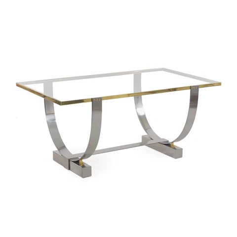 Donald Deskey Art Deco Brass, Chromed Steel & Glass Console Table, c. 1927 Cover