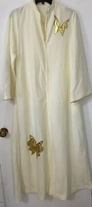 Vintage Lori Till Nightgown or Bath Robe Size 12 Ivory with Gold Butterflies Zip - Picture 1 of 8