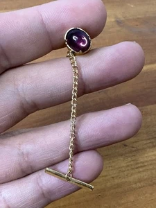 Vintage Krawattennadel goldfarben lila Stein #3E - Bild 1 von 6