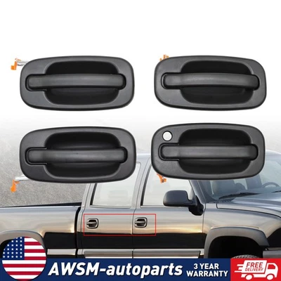 Set of 4 Front & Rear Door Handle Textured For 2000-06 Silverado / GMC Sierra Foto 1 de 4