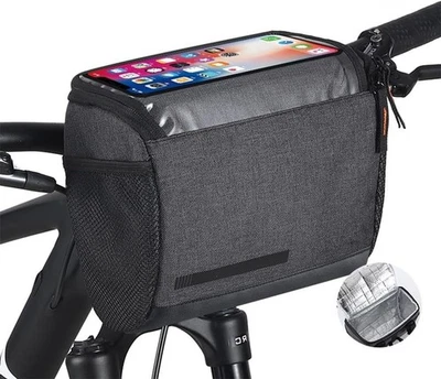 CREPERTURE Lenkertasche 4.5L wasserdicht, multifunktional für Fahrradzubehör & Handyhalter