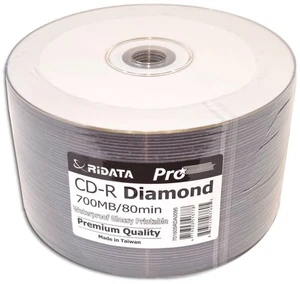 600-Pak Ridata Pro IMPERMÉABLE BRILLANT blanc moyeu jet d'encre DIAMONDSILVER 80-Min CD-R - Photo 1/3