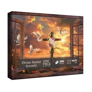 Christlich Religiös Puzzle für Erwachsene 1000 Teile, Kreuz Katholisch Sonnenuntergang Jig... - Bild 1 von 7