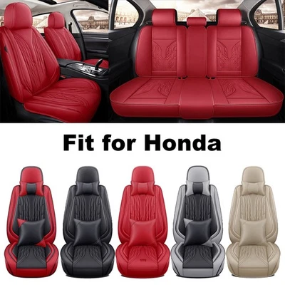 For Honda Accord Civic CRV Seat Covers 5 Seats Full Set Front Rear Nappa Leather - Image 1 of 4