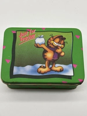 NOS Vintage Garfield Trinket Stash Box 1987 Cat Tin Coin Bank Jim Davis Caixa de Lata 5” - Imagem 1 de 4
