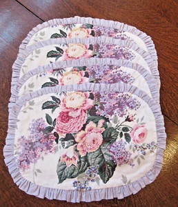 4 VTG Custom Waverly Suwanee Classics Placemats Pink Roses Lavender Lilacs 18X13 - Picture 1 of 5