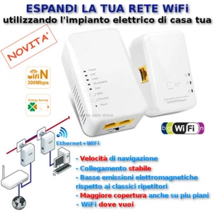Ripetitore amplificatore WiFi GRID rete elettrica top velocità repeater KIT 2 p - Foto 1 di 1