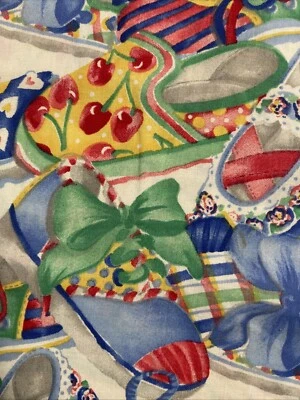 ZAPATILLAS Retro LANZADAS Daisy Kingdom Años 90 Zapatos Tela Algodón Edredón Arco Cereza De Colección Foto 1 de 3