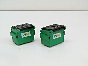 dcp/greenlight 2pcs green Waste Management front load dumpsters new no box 1/64
