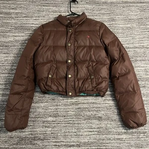 ABERCROMBIE VINTAGE SKI Junior Puffer Jacket Coat L Brown - Picture 1 of 11