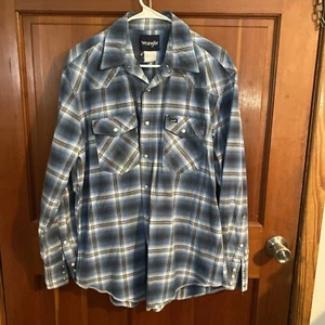 Wrangler blau kariertes Pearl Snap Button Down Hemd Gr. XL Western Rodeo - Bild 1 von 11
