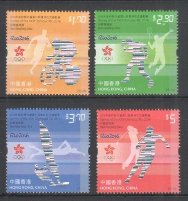 HONG KONG CHINA 2016 SUMMER OLYMPIC GAMES RIO COMP. SET OF 4 STAMPS IN MINT MNH - Image 1 of 3