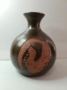 Hand Thrown Pottery Art Vase Mid Century Modern Brown 6.5" Tall ~ Home Decor - Picture 1 of 7
