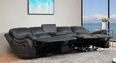 4-Sitzer Relaxsofa Leder, Getränkehalter & Verstellfunktion, 5129eeee-Cup-41-S - Bild 1 von 4