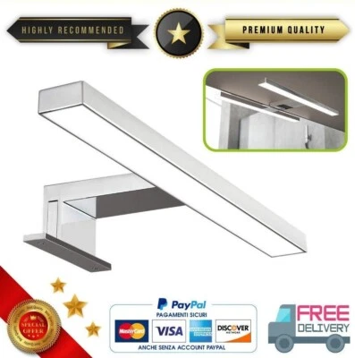 LUCE LED APPLIQUE LAMPADA DA SPECCHIO BAGNO CORNICE 30 45 60 80 100 CM CROMATO - Immagine 1 di 2