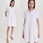 Faherty Gemina White Basketweave Linen Lightweight Dress With Pockets