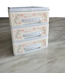 Mini 3 Drawer Organizer Floral Desk Office Make up Jewelry Office 6.7x 5.1 x 5.9 - Picture 1 of 13