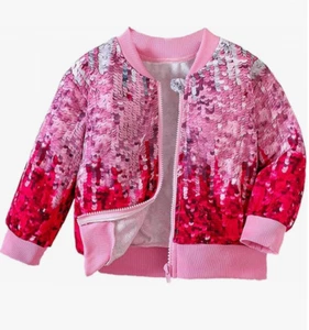 Toddler Children Baby Faux Sequins Jacket Long Sleeve Zipper Coat Christmas birt - Picture 1 of 8
