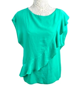 Wallis Layered Ruffle Blouse Women's UK Size 14 Green Frill Chiffon Sleeveless - Picture 1 of 5