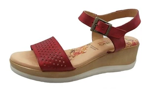 Dorking Sandalen Damen Keil Leder Bordeaux D8160 - Eleganz Und Komfort - Picture 1 of 3