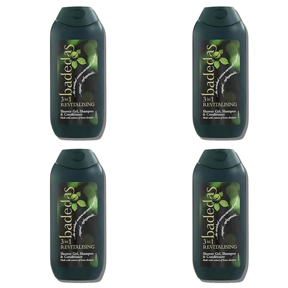 4x Badedas 3in1 Revitalising Shower Gel, Shampoo & Conditioner 200ml