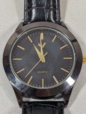 American Eagle Black Gold Tone Black Faux Leather Band Watch 8 Inch - Image 1 of 4