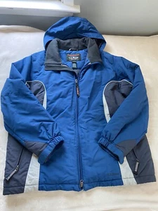 LL Bean Vintage Women’s Ski Jacket Coat Size XL Blue Gray Tuck Away Hood - Picture 1 of 13