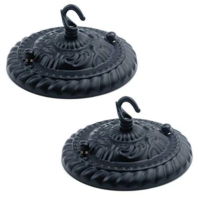  Vintage Black Chandelier Ceiling Plate Light Canopy Kit with Hook Pendant  - Image 1 of 4