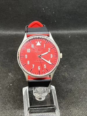 Reloj Fossil Forrester de tres manecillas FS5616 raro esfera roja correa de goma negra Foto 1 de 4