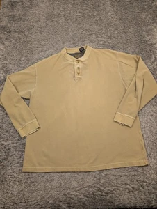 Faded Glory Henley Shirt Mens Size XL Brown Long Sleeve Cotton Tan - Picture 1 of 16