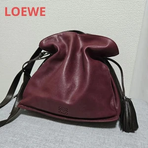 Loewe Flamenco Shoulder Bag Burgundy Leather Logo Anagram Authentic Used F/S - Picture 1 of 15
