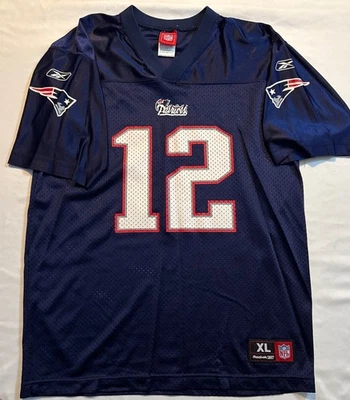NFL Players Reebok Tom Brady Jersey Blue New England Patriots #12 Youth XL 18-20 - Image 1 of 4