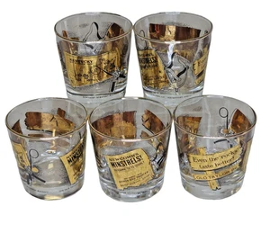 Vintage Old Taylor 86 Gold & Clear Kentucky Straight Bourbon Whiskey Glasses Set - Picture 1 of 11