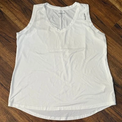 Reebok Women's 1X White Performance V-Neck Workout Tank Top Shirt - Image 1 of 4
