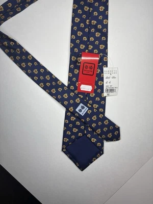 Corbata Battistoni Nueva Con Etiquetas Para Hombre 100% Seda Azul Floral Corbata Girasoles Foto 1 de 4