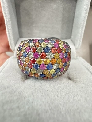 Anillo EFFY Splash Plata de Ley 925 Multicolor Zafiro Pavé Banda Talla 7.75 Foto 1 de 4