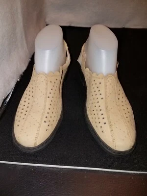 ZAPATOS SANDALIA VINTAGE/USADOS EN EXCELENTE ESTADO W's US10/EU40/ERIC MICHAEL BRONCEADOS HECHOS A MANO LEA SLINGBACK Foto 1 de 4