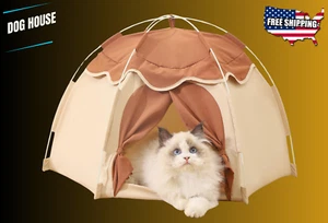 Cat Tent Indoor, Beige Medium Pet Cave House for Small Dogs & Kittens - Picture 1 of 6