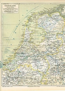 Karte der NIEDERLANDE / HOLLAND 1888 Original-Graphik - Picture 1 of 1